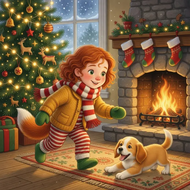 Sample page 2: Maya in her personalized Christmas story
